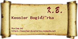 Kessler Boglárka névjegykártya